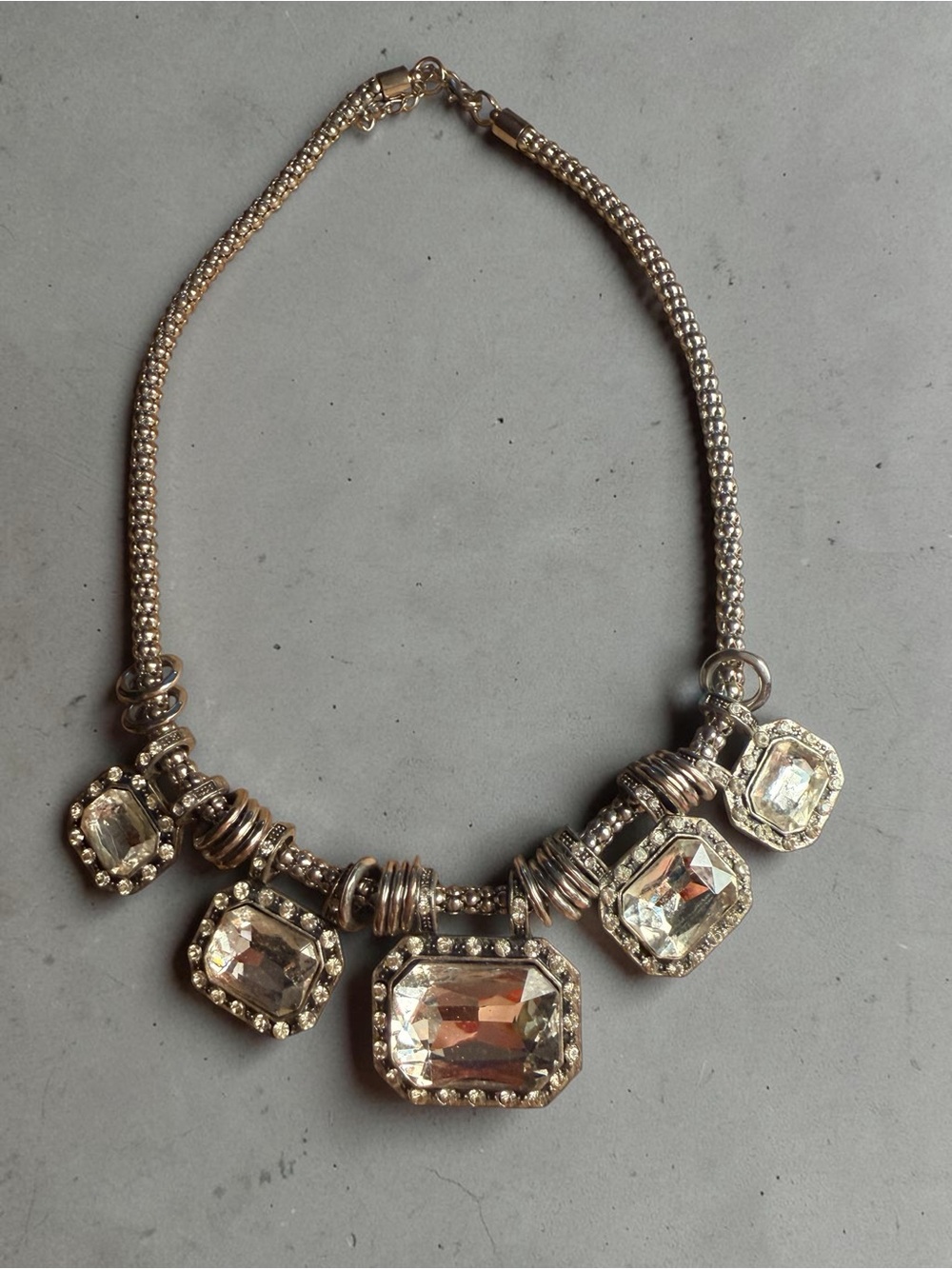 Crystal Statement Necklace - Clear Gold-Tone Women's Jewelry